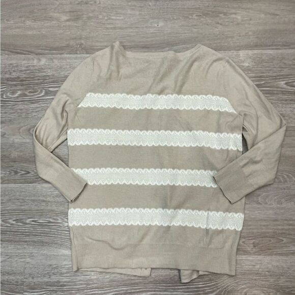 The limited Cream Knit Cardigan with Lace print L - Picture 2 of 8